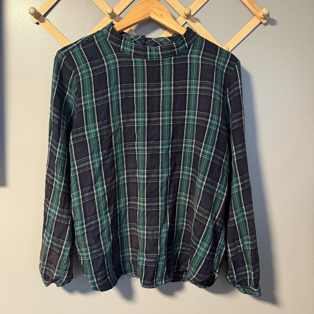 LOFT | Plaid Long Sleeve Blouse EUC